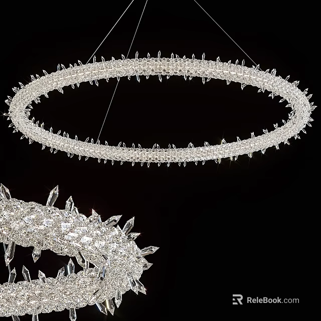 Crystal Chandelier with Round Spiked Design for Modern Interior Decoration 3d model 