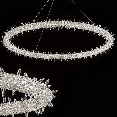 Crystal Chandelier with Round Spiked Design for Modern Interior Decoration 3d model
