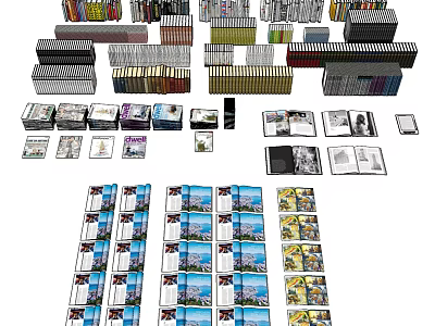 Various Books And Magazines Stacks With Colorful Covers And Different Sizes 3d model