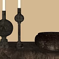 Minimalist Wooden Candle Holders for Home Decor on Wooden Tabletop with Light Wall
