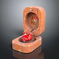 Open Wooden Box Featuring Red Mushroom Figure And I Love You Message