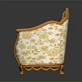 Ornate Multi Seat Sofa With Orange Frame And Floral Pattern Cushions