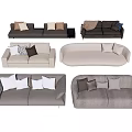 Modern Sofa Set Collection In Neutral Tones With Decorative Accent Pillows 3d model