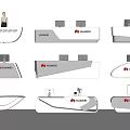 Multiple Huawei Logo Reception Desk Designs With Computer Monitors And Modern Style