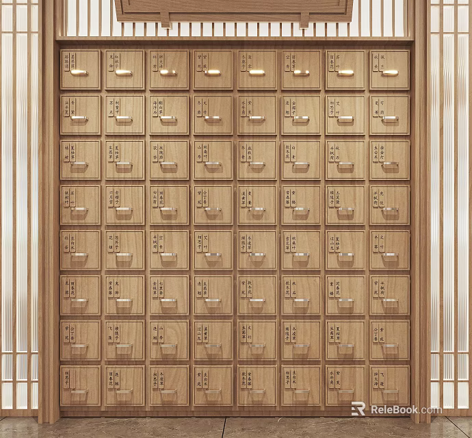 Wooden Storage Cabinet With Multiple Small Drawers Neatly Arranged For Efficient Storage Solution 3d model 