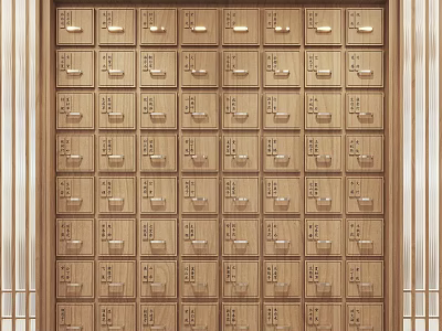 Wooden Storage Cabinet With Multiple Small Drawers Neatly Arranged For Efficient Storage Solution 3d model