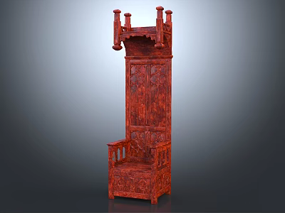 Traditional Red Wooden Furniture With Intricate Carvings Decorative Top And Detailed Patterns 3d model
