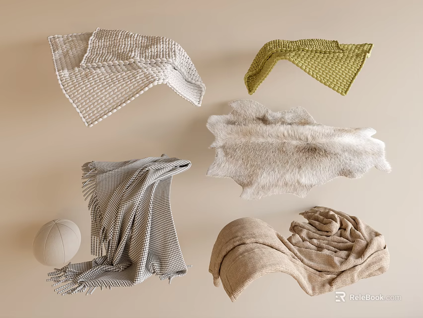 Different Textured Bed Runners For Bedroom Decor 3d model