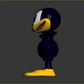 Cartoon Duck Like Character With Dark Blue Body Yellow Beak And Outstretched Arms