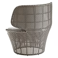 Modern Wicker Leisure Chair with Light Gray Cushion and Pink Pillow