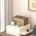 Stylish Decorative Ornament Set with Marshall Speaker Green Clock and Small Bottle on White Cabinet
