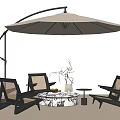 Outdoor Chairs With Arched Umbrella Black Frame Rattan Seats And Side Table