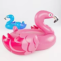 Inflatable Flamingo Shaped Swimming Rings Pink And Blue Water Sports Equipment