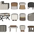 Modern Ottoman Stools With Various Designs Colors And Upholstery Materials 3d model