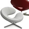 Modern Leisure Chair Design With Gray And Red Leather Upholstery And Metal Cross Base