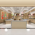 Modern Restaurant Interior Design With Long Counter Bar Stool Seating And Digital Menu Displays
