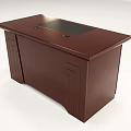 Dark Brown Wooden Office Desk With Drawers And Black Desktop Surface