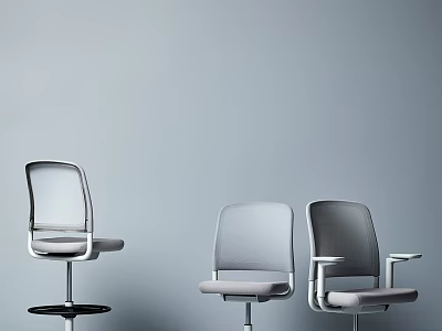Modern Gray Mesh Office Chairs With Various Ergonomic Styles For Workspace 3d model