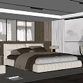 Modern Bedroom Interior Design With Upholstered Bed Open Wardrobe And Floor To Ceiling Window