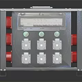 Industrial Electrical Control Panel With Digital Display Green Buttons Red Switches And Metal Frame