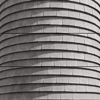 Cylindrical Architectural Component With Layered Horizontal Stone Slabs And Textured Surface 3d model