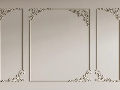 Elegant Decorative Lines With Ornate Carved Panels For Interior Wall Design 3d model