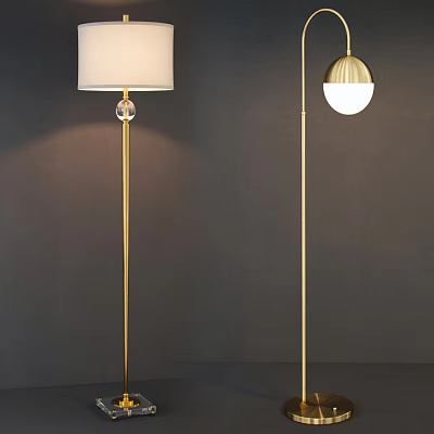 Modern Floor Lamps With Golden Stand White Shade And Spherical Design 3d model