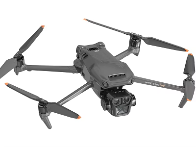 Professional Foldable Drone With Dual Camera Black Body And Orange Tip Propellers 3d model