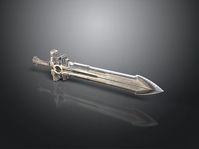 Medieval Metal Sword with Intricate Hilt And Sharp Reflective Blade 3d model