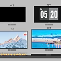 60 70 75 85 Inch Televisions With Mountain Coastal Sunset And Digital Clock