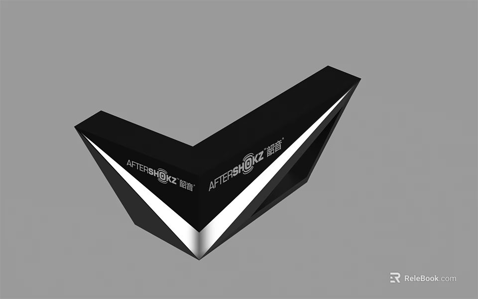 Modern Black V Shaped Reception Desk With Silver Trim And Smooth Surface 3d model