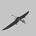Pterosaur Flying With Colorful Crest And Extended Wings In Sky