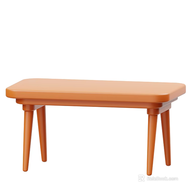 Stylish Orange Rectangular Dining Table With Thin Legs Simple Modern Design Style 3d model