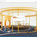 Yellow Circular Outdoor Play Equipment With Swings Climbing Frames And Kids Playground Area