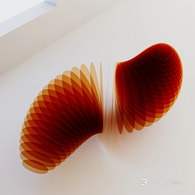 Modern Decorative Ornament Set With Red Orange Gradient Fan Shaped Layered Design On White Background 3d model 