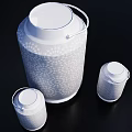 Ceramic Vessels Set With Large And Small Containers White Patterned Design Black Background 3d model