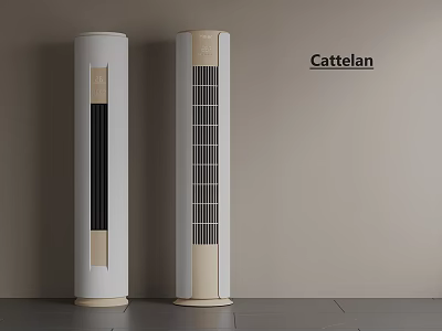 Cattelan Modern Cylindrical Air Conditioner Fans With White Exterior And Grille Design 3d model