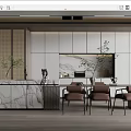 Modern Dining Table and Chair Combination Open Bar Combination 3d model