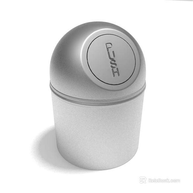 Silver Trash Can with Round Lid and IVVI Logo for Home Daily Use 3d model 