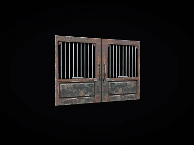 Double Metal Gate With Vertical Bars And Dark Rustic Vintage Design 3d model