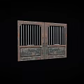 Double Metal Gate With Vertical Bars And Dark Rustic Vintage Design