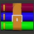 Stack of Vibrant Colorful Books Strapped with Yellow Belt in Red Blue Green