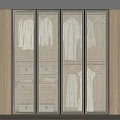 Modern Wardrobe Design Featuring Glass Mesh Doors Hanging Clothes Storage Shelves And Lighting