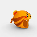 Cute Cartoon Tiger Head With Orange Black Stripes Red Cheeks Open Mouth