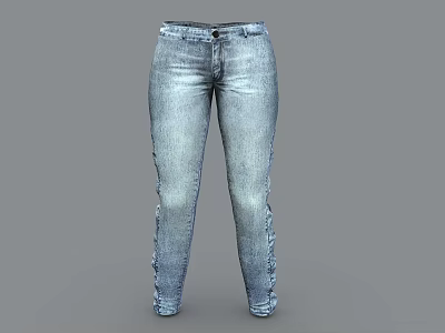 Light Blue Straight Leg Jeans With Classic Stitch Design For Casual Wear 3d model