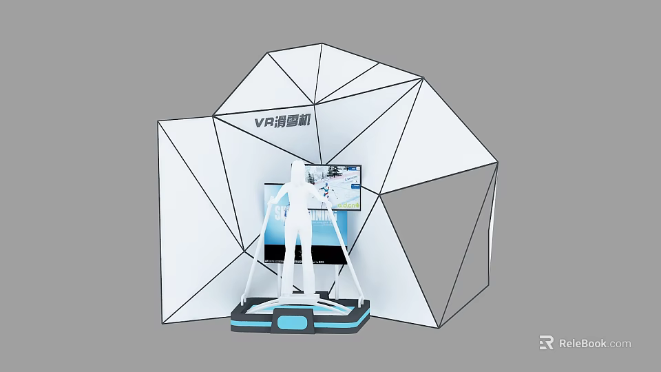Interactive Virtual Reality Game Cabin Entertainment Device Offering Immersive Experience With Screen And Stand 3d model 