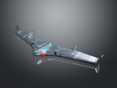 Futuristic Metallic Spaceship Design With Sleek Wings Glowing Lights And Advanced Structure 3d model