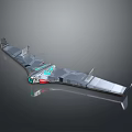 Futuristic Metallic Spaceship Design With Sleek Wings Glowing Lights And Advanced Structure