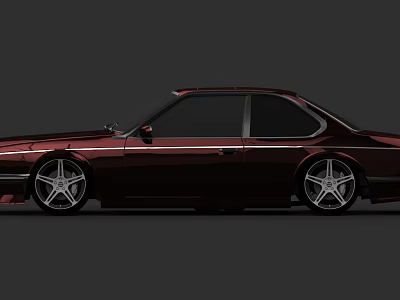 Dark Red Modified Sedan With Sleek Body And Large Alloy Wheels 3d model