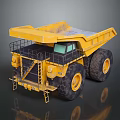 Yellow Mining Dump Truck With Large Tires Open Bed And Metal Ladder